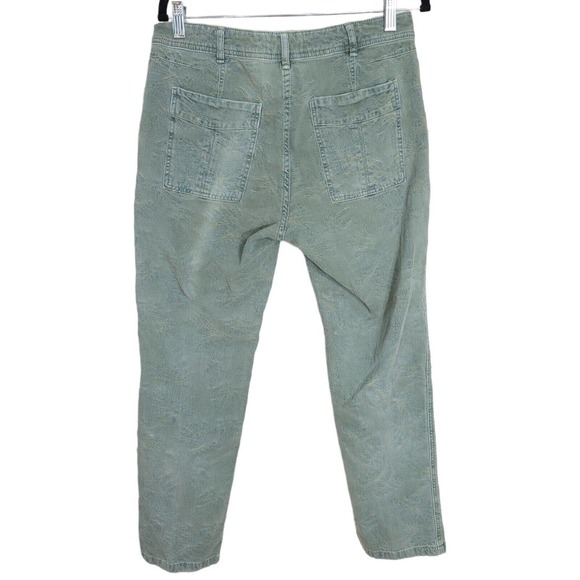 By Anthropologie Womens Pants The Wanderer Green Floral Cargo Utility Size 28 - Picture 2 of 10